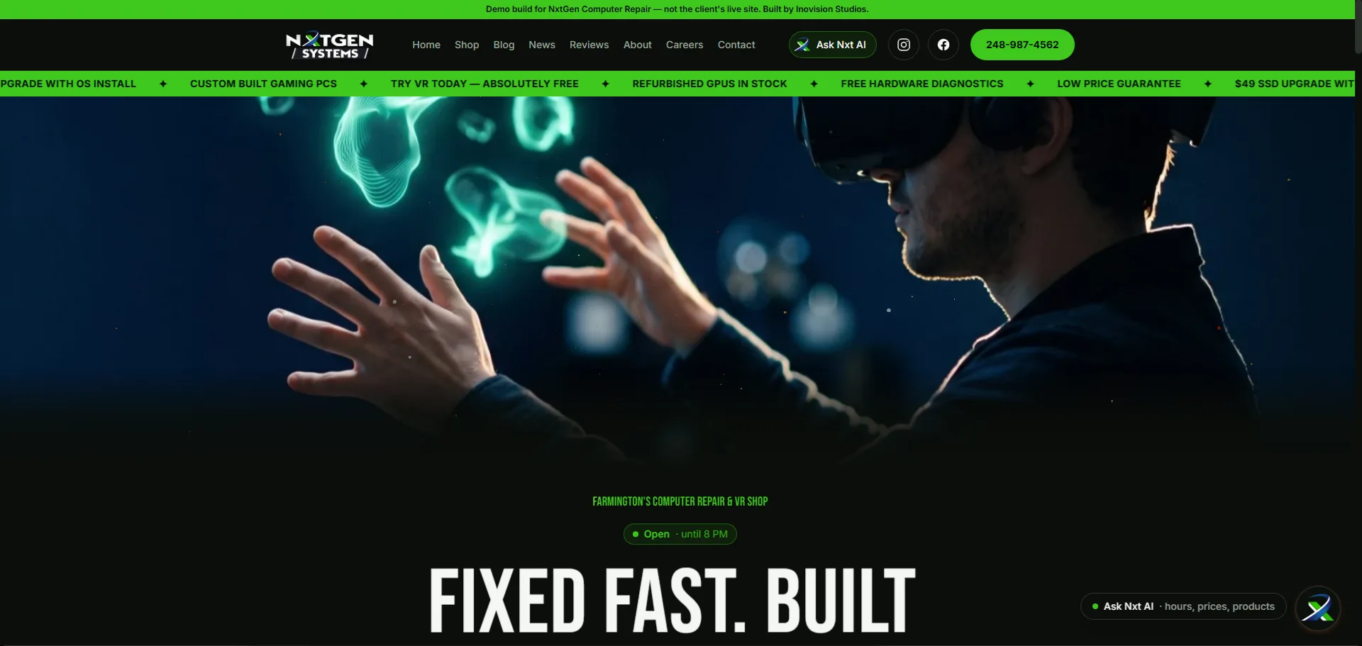 NxtGen Systems custom gaming computer and virtual reality setup in Farmington, Michigan