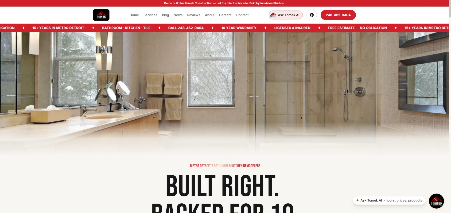 Tomek Construction bathroom remodeling project in Metro Detroit, Michigan